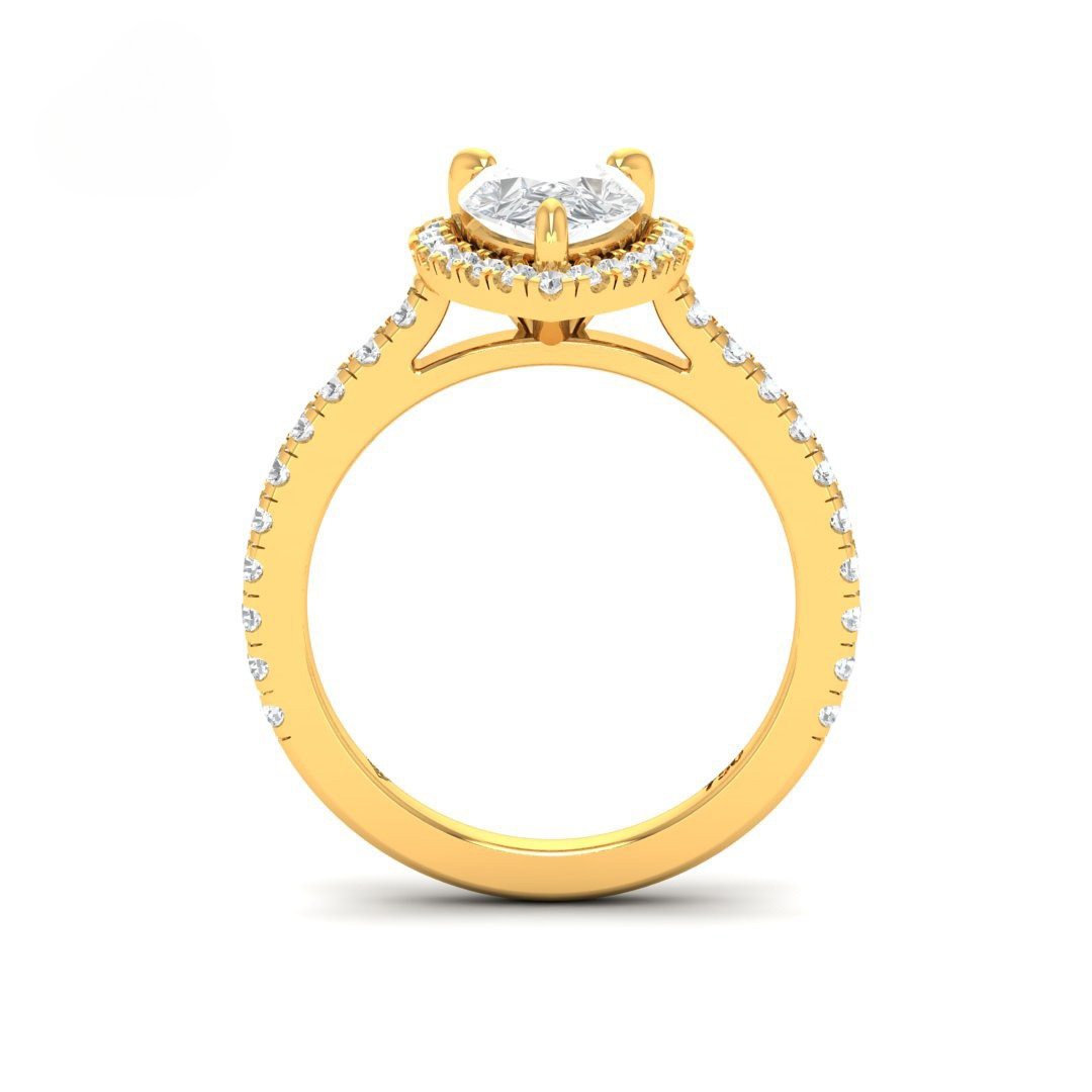 Bella Pear Cut Diamond Engagement Ring with Diamond Halo & Diamond Band