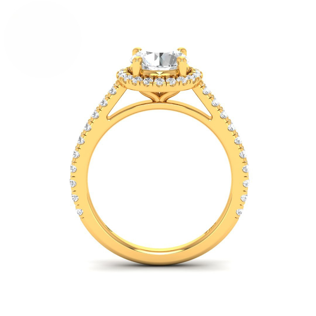 Bella Round Cut Diamond Engagement Ring with Diamond Halo & Diamond Band