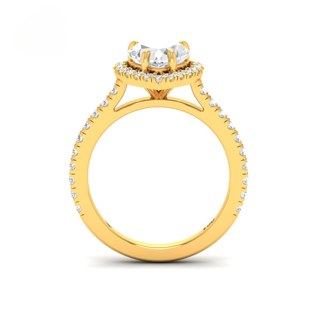 Bella Heart Cut Diamond Engagement Ring with Diamond Halo & Diamond Band