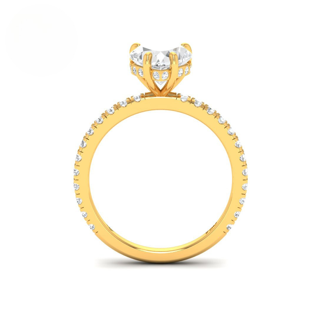 Chloé Heart Cut Diamond Engagement Ring with Diamond Hidden Halo and Diamond Band