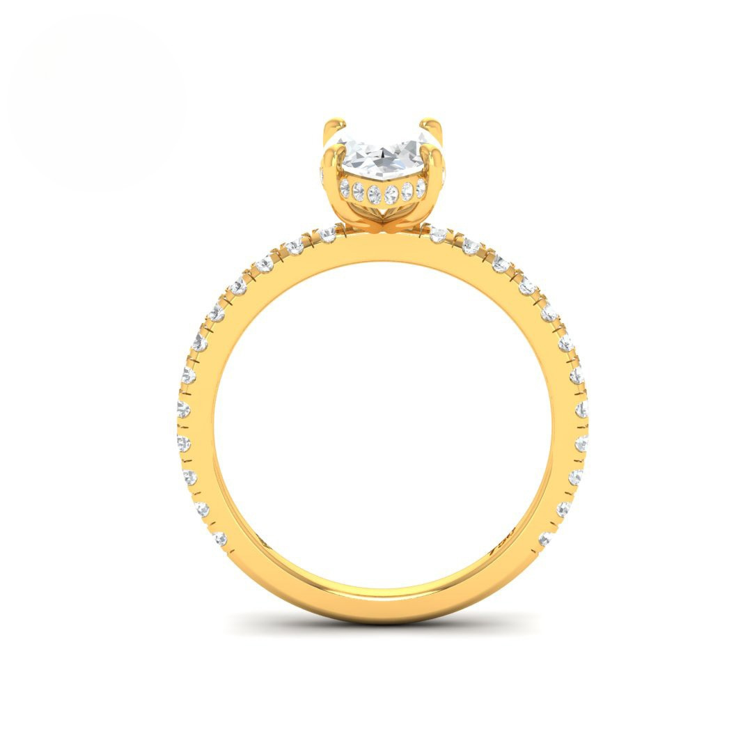 Chloé Marquise Cut Diamond Engagement Ring with Diamond Hidden Halo and Diamond Band