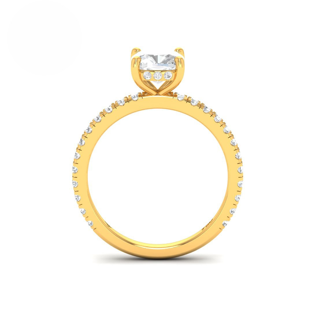 Chloé Cushion Cut Diamond Engagement Ring with Diamond Hidden Halo and Diamond Band