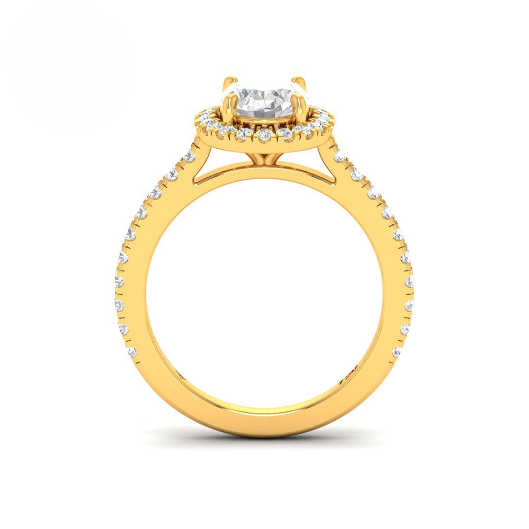 Bella Oval Cut Diamond Engagement Ring with Diamond Halo & Diamond Band