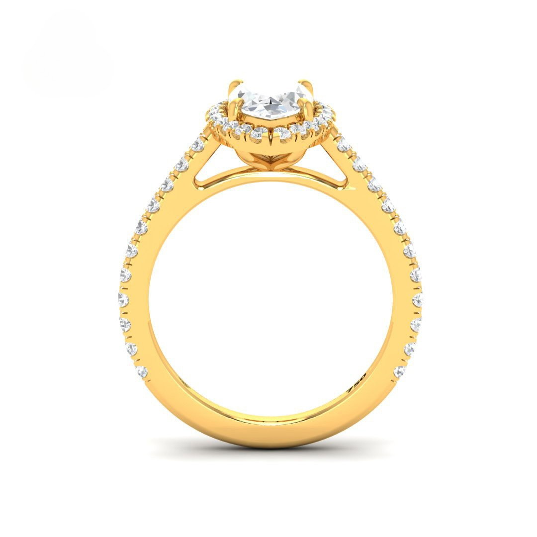 Bella Marquise Cut Diamond Engagement Ring with Diamond Halo & Diamond Band
