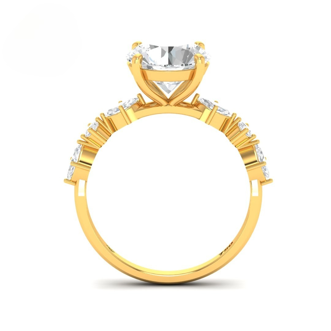 Elizabeth Round Brilliant Cut Diamond Engagement Ring With A Marquise And Round Cut Diamond Band