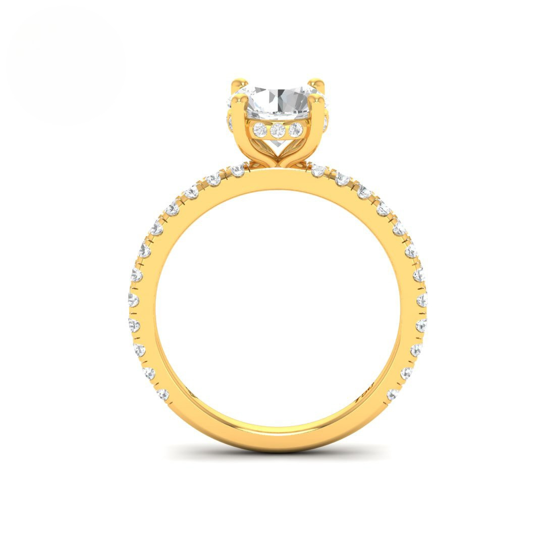 Chloé Round Cut Diamond Engagement Ring with Diamond Hidden Halo and Diamond Band