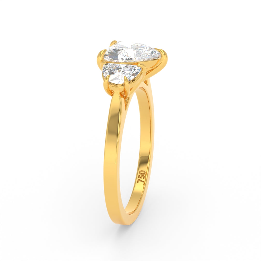 Kamala Heart Cut Diamond Engagement Ring with Half Moon Cut Side Diamonds