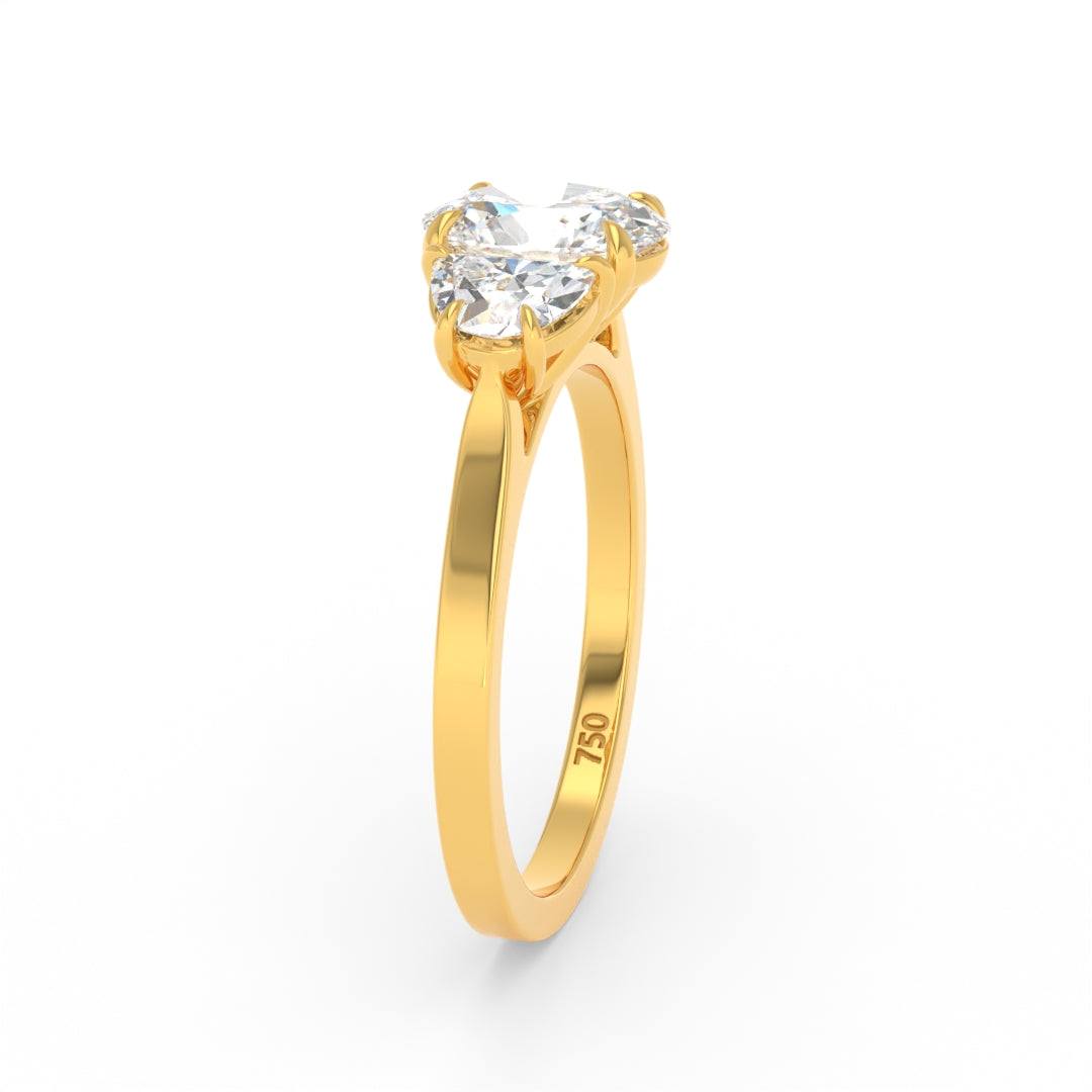 Kamala Oval Cut Diamond Engagement Ring with Half Moon Cut Side Diamonds