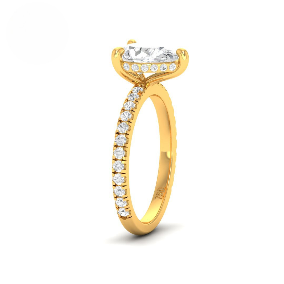 Chloé Pear Cut Diamond Engagement Ring with Diamond Hidden Halo and Diamond Band