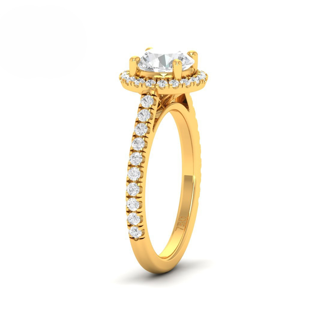 Bella Round Cut Diamond Engagement Ring with Diamond Halo & Diamond Band