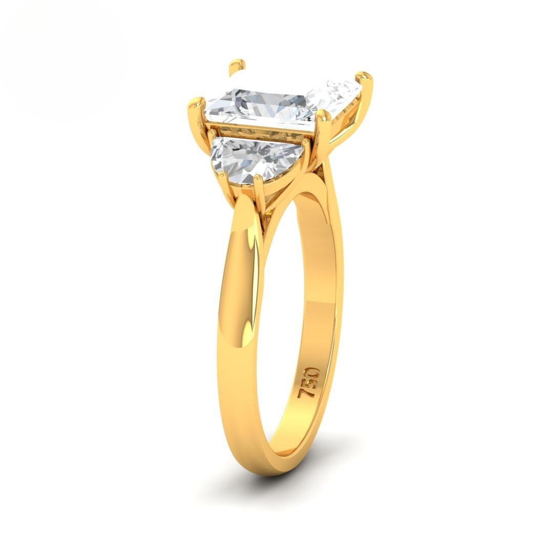Kamala Princess Cut Diamond Engagement Ring with Half Moon Sides