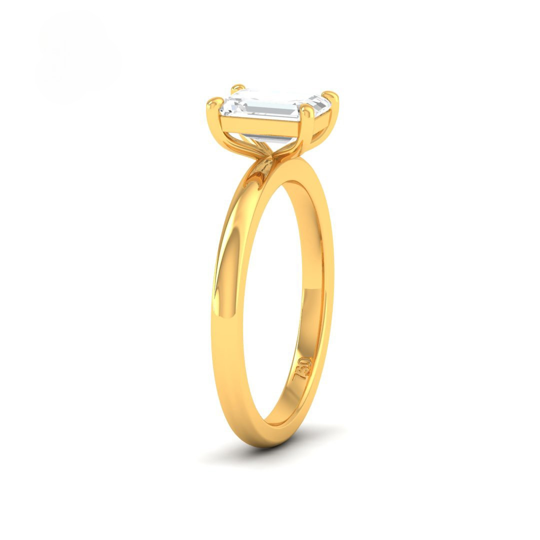 Noémie Solitaire Emerald Cut With Diamond Engagement Ring
