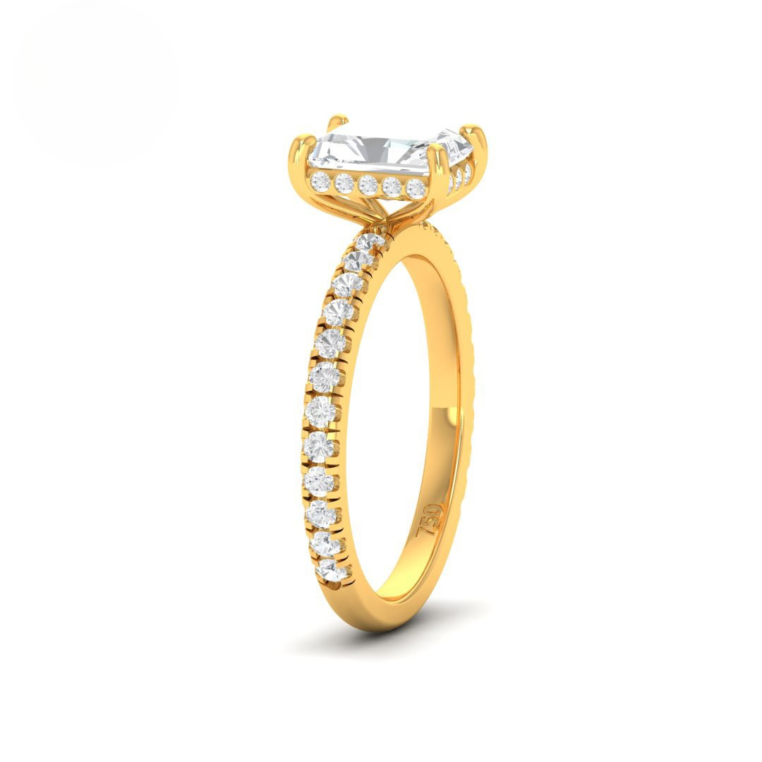Chloé Radiant Cut Diamond Engagement Ring with Diamond Hidden Halo and Diamond Band