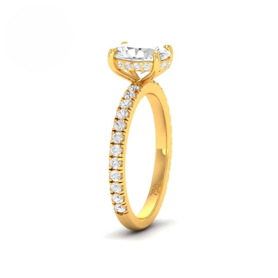 Chloé Oval Cut Diamond Engagement Ring with Diamond Hidden Halo and Diamond Band