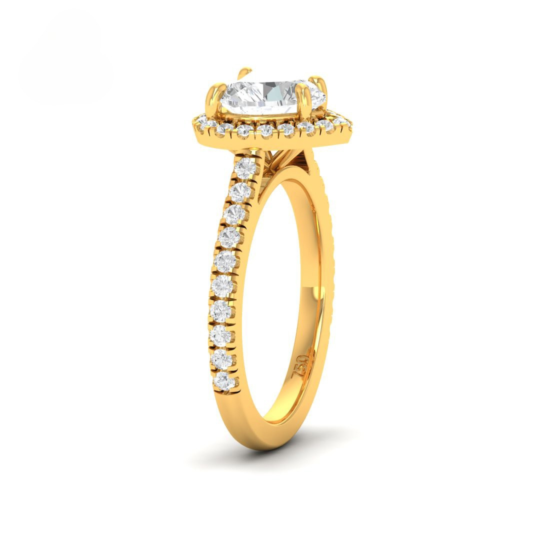Bella Heart Cut Diamond Engagement Ring with Diamond Halo & Diamond Band