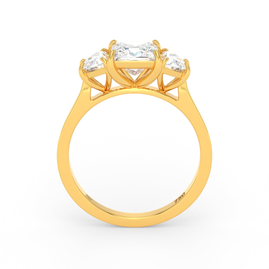 Kamala Princess Cut Diamond Engagement Ring with Half Moon Sides