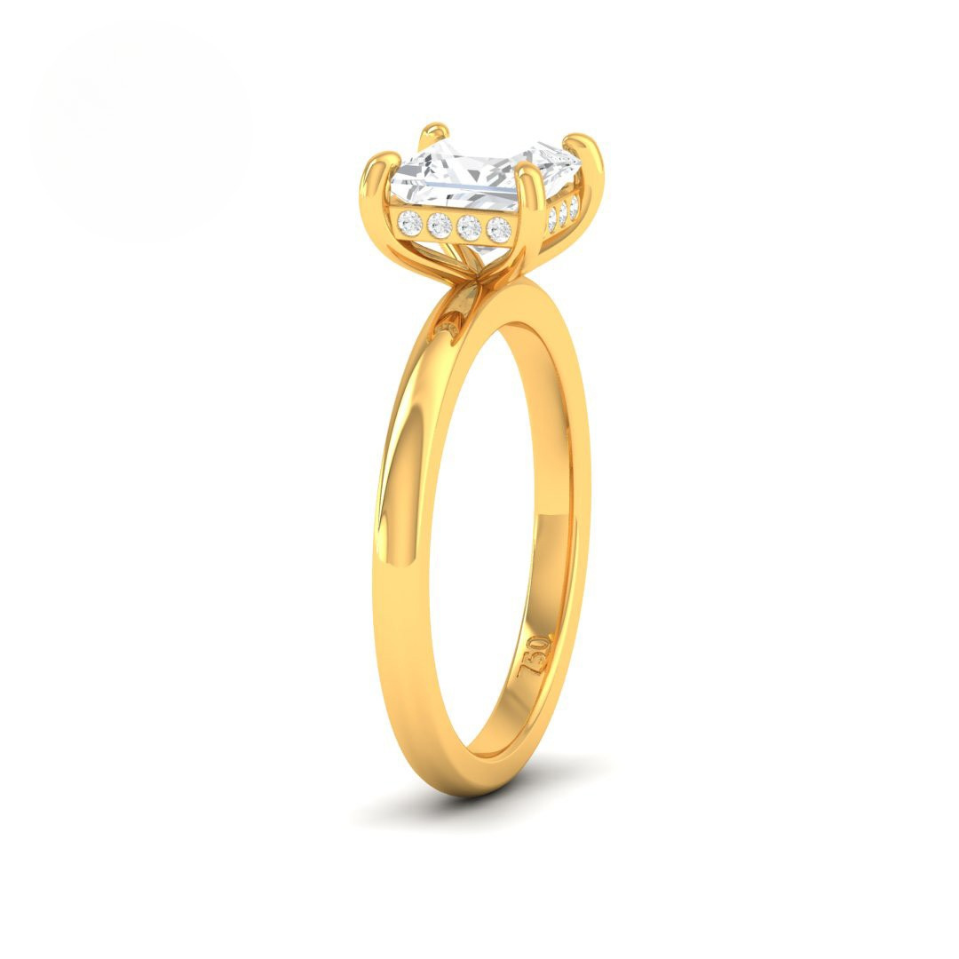 Léa Princess Cut Diamond With Hidden Halo Engagement Ring