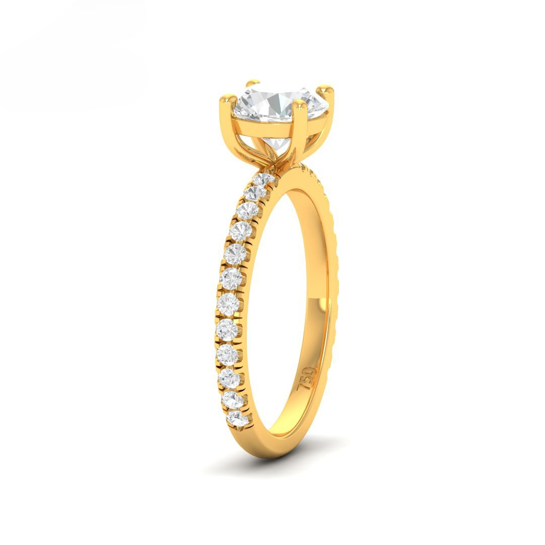 Abigail Round With Diamond Band Engagement Ring