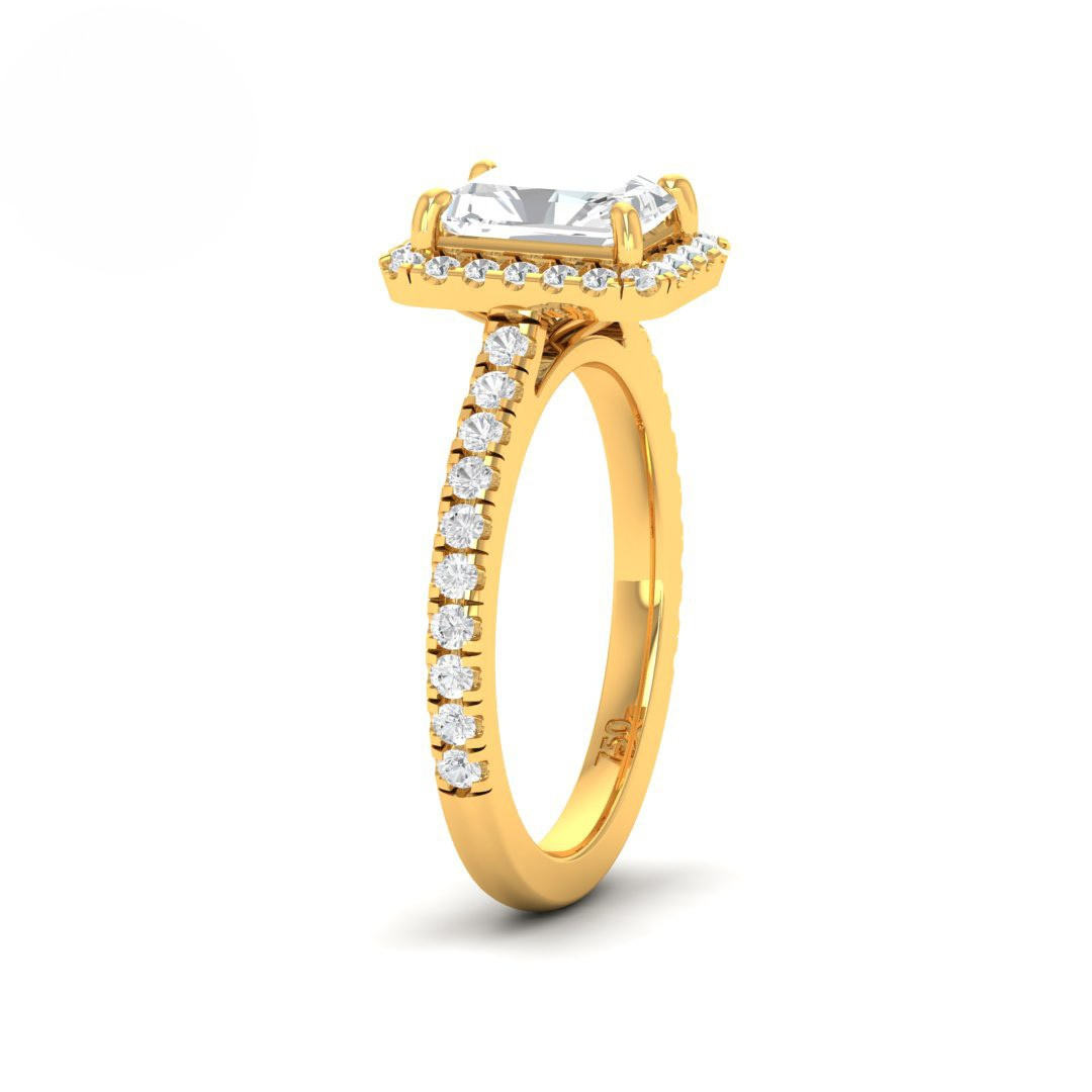 Bella Radiant Cut Diamond Engagement Ring with Diamond Halo & Diamond Band