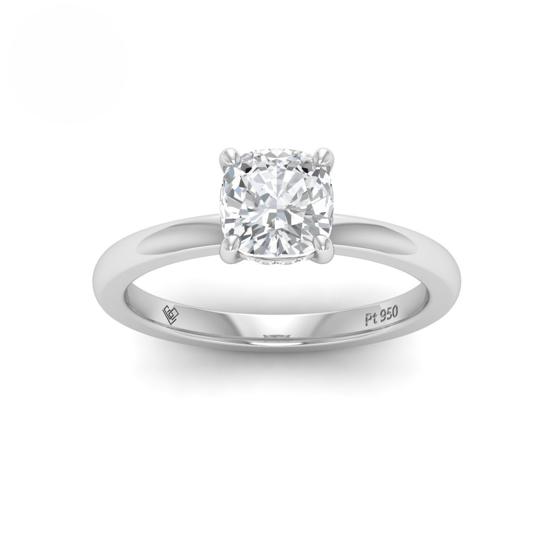 Léa Cushion Cut Diamond With Hidden Halo Engagement Ring