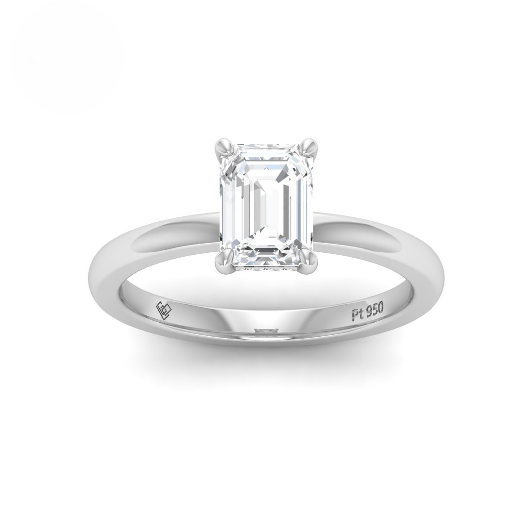 Léa Emerald Cut Diamond With Hidden Halo Engagement Ring
