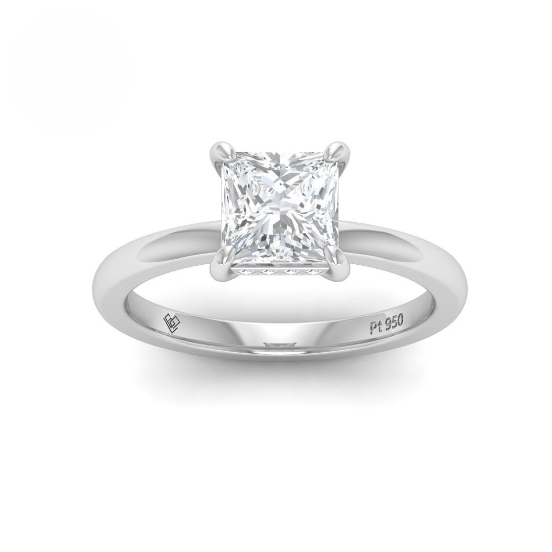 Léa Princess Cut Diamond With Hidden Halo Engagement Ring