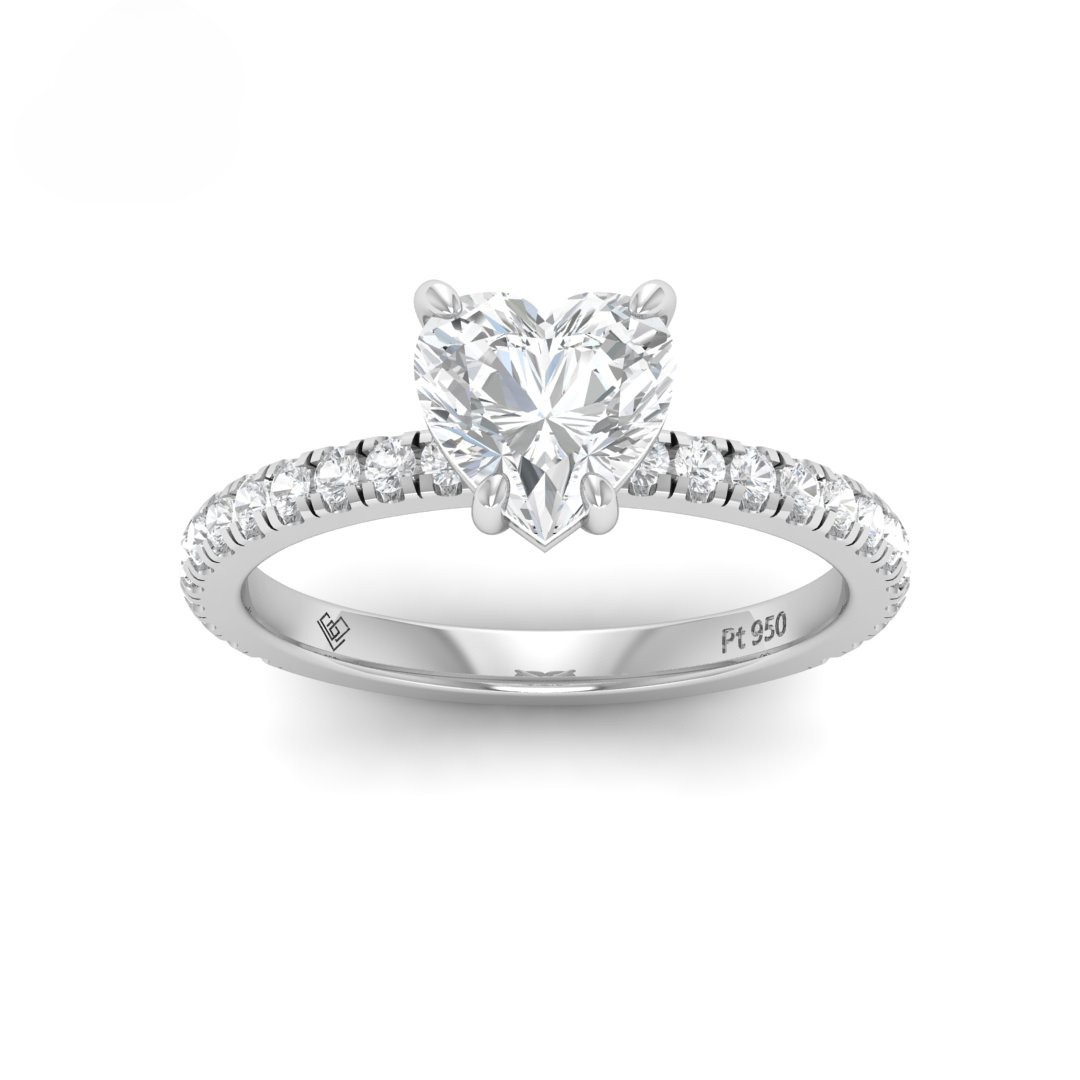 Abigail Heart With Diamond Band Engagement Ring