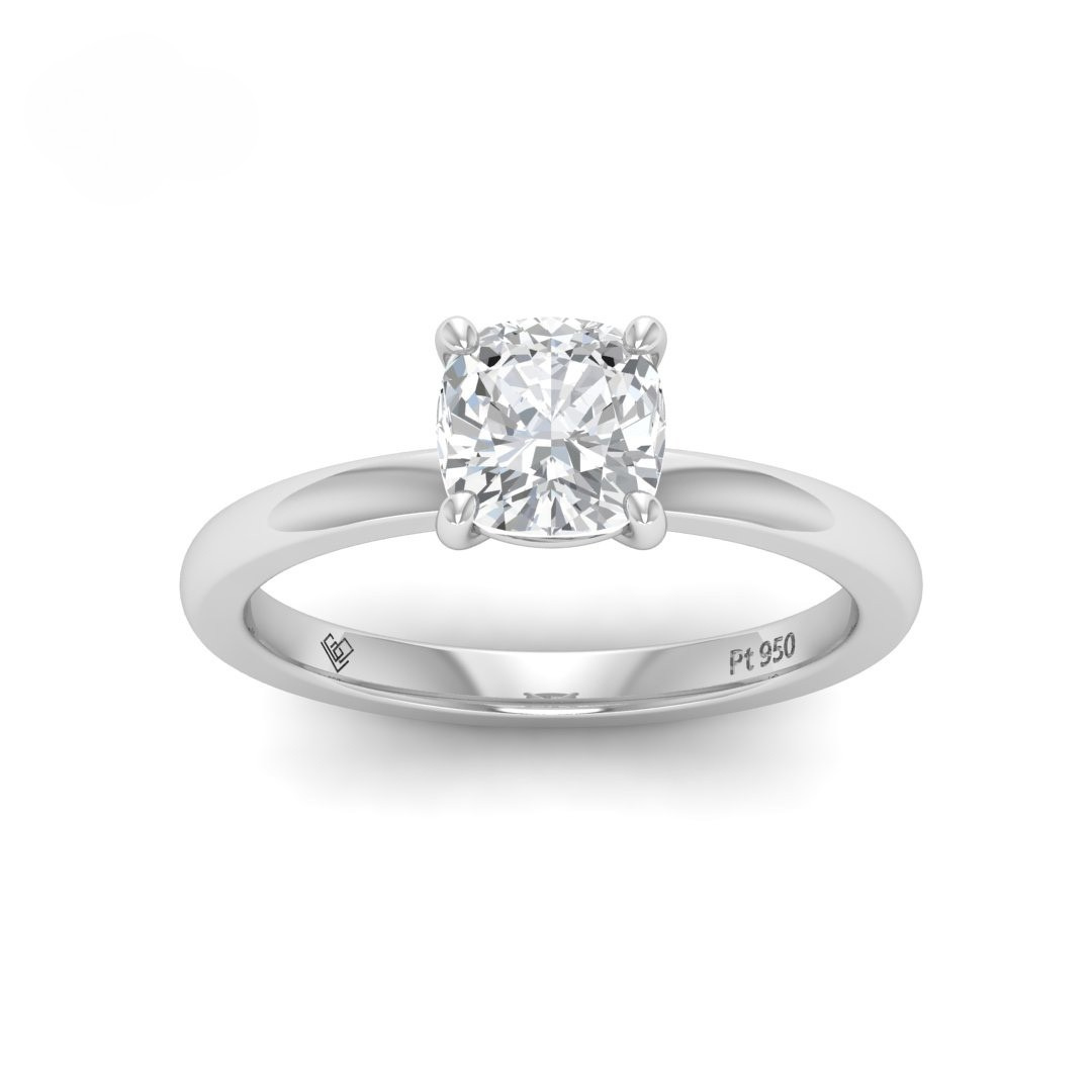 Noémie Solitaire Cushion Cut With Diamond Engagement Ring