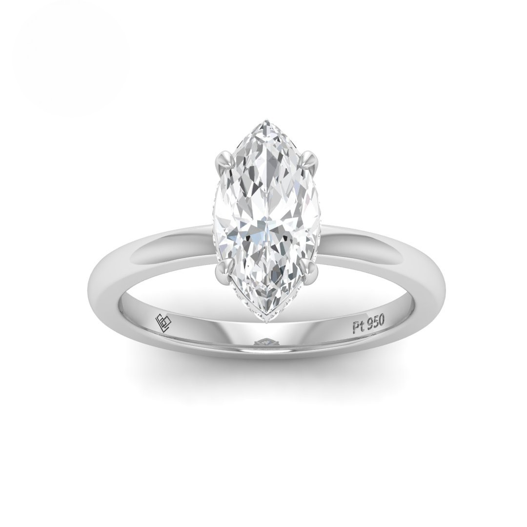Léa Marquise Cut Diamond With Hidden Halo Engagement Ring
