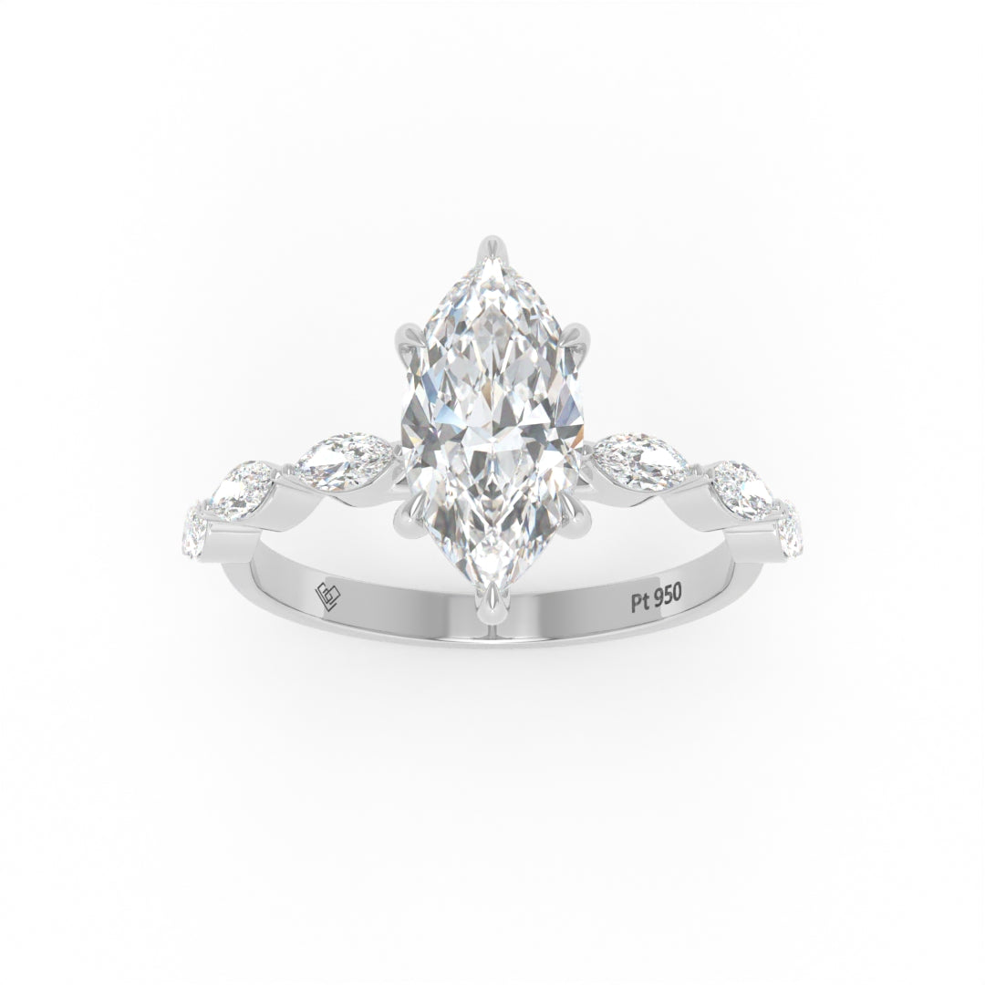 Kasandra Marquise Cut Diamond Engagement Ring With A Marquise Cut Diamond Band