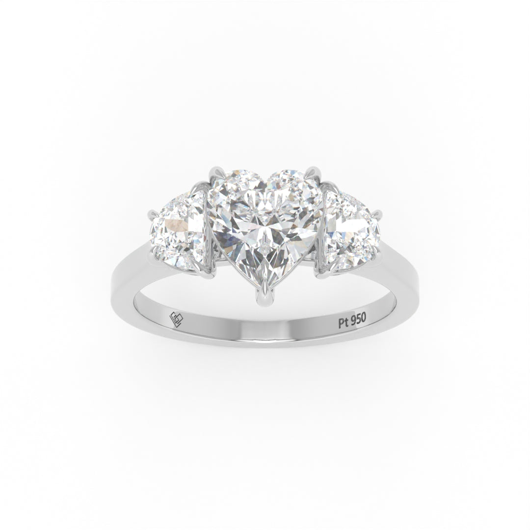 Kamala Heart Cut Diamond Engagement Ring with Half Moon Cut Side Diamonds