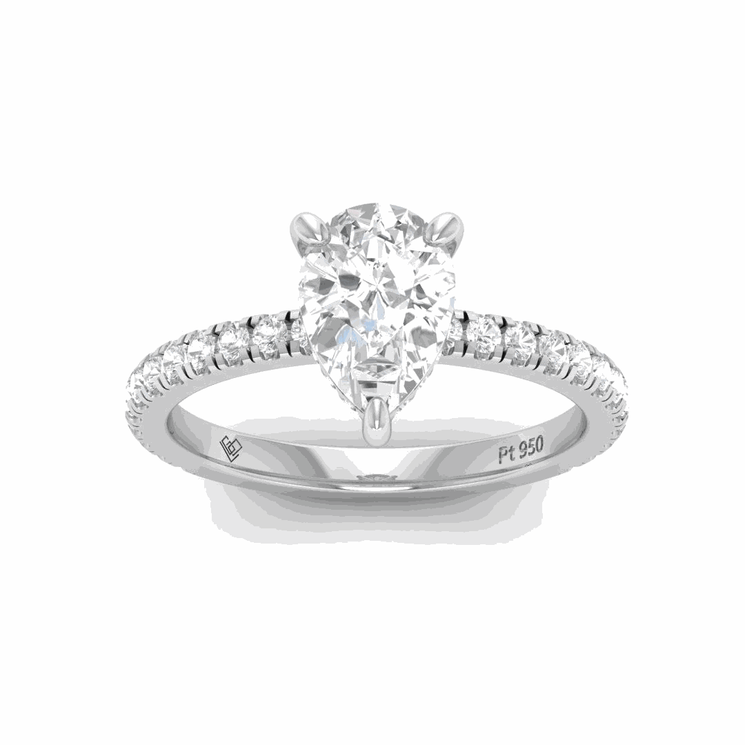 Chloé Pear Cut Diamond Engagement Ring with Diamond Hidden Halo and Diamond Band