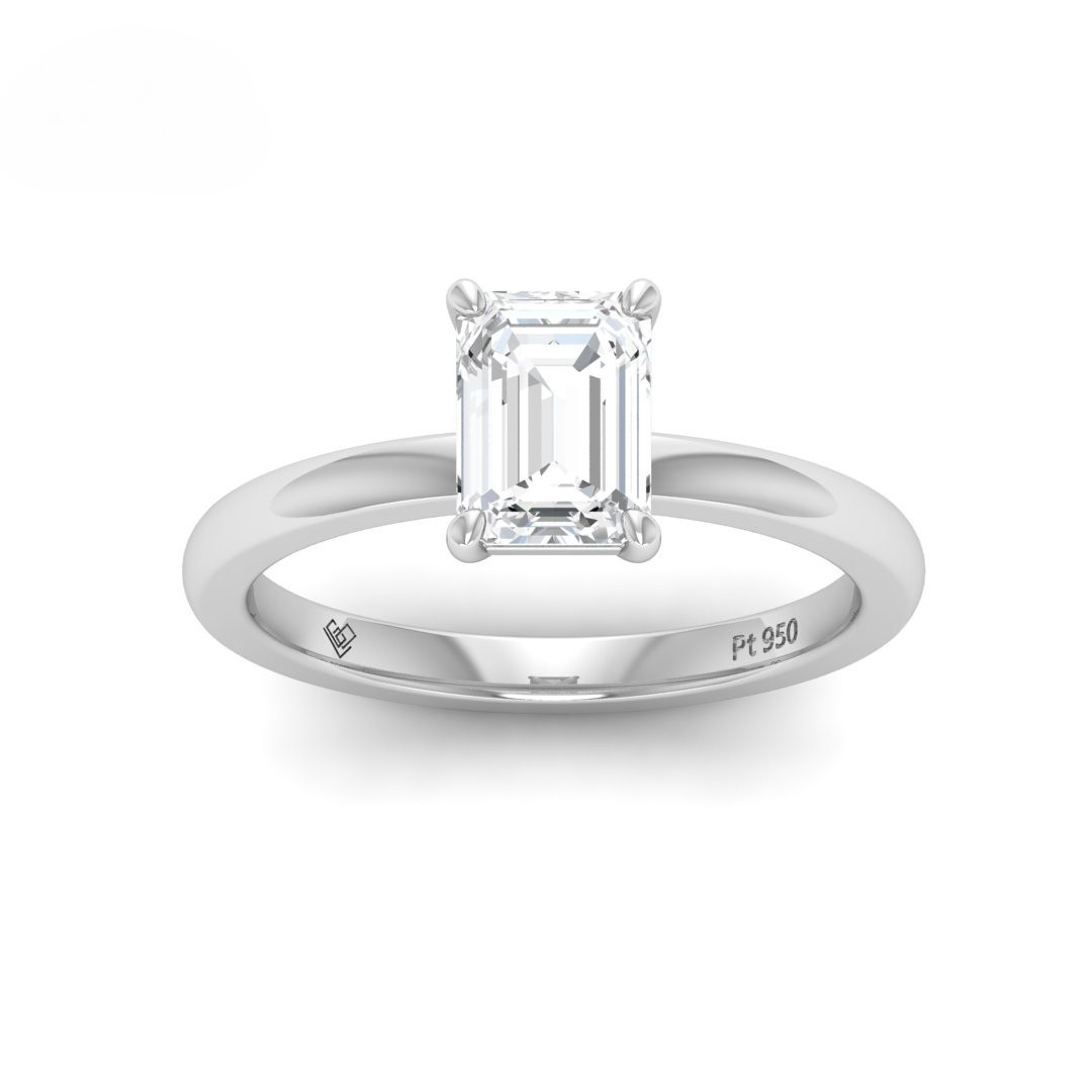 Noémie Solitaire Emerald Cut With Diamond Engagement Ring