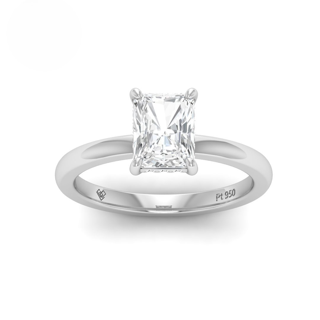 Léa Radiant Cut Diamond With Hidden Halo Engagement Ring