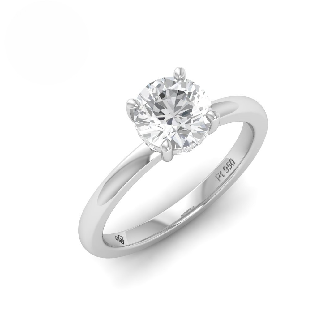 Léa Round Cut Diamond With Hidden Halo Engagement Ring