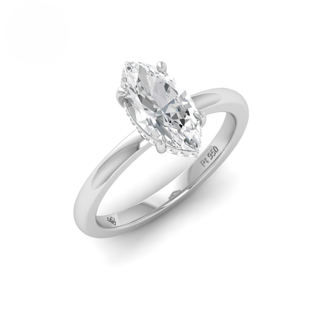 Léa Marquise Cut Diamond With Hidden Halo Engagement Ring