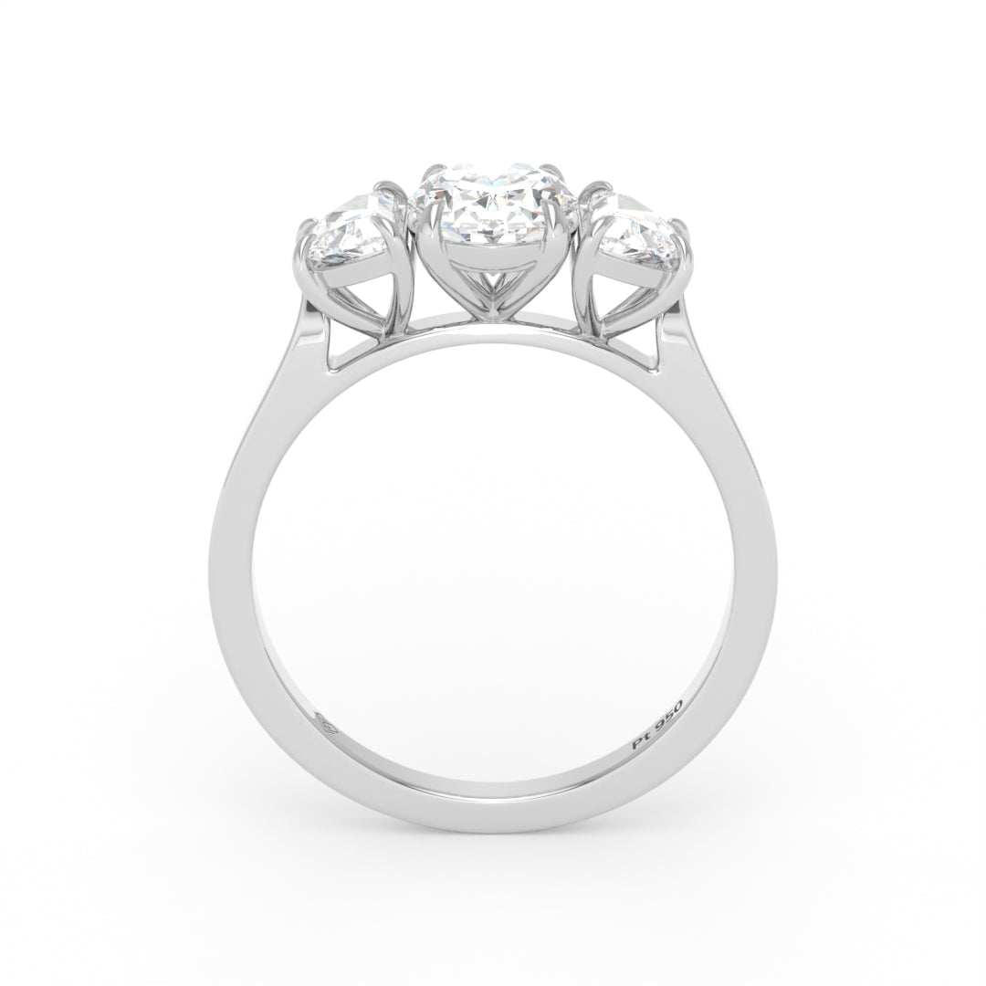 Kamala Oval Cut Diamond Engagement Ring with Half Moon Cut Side Diamonds