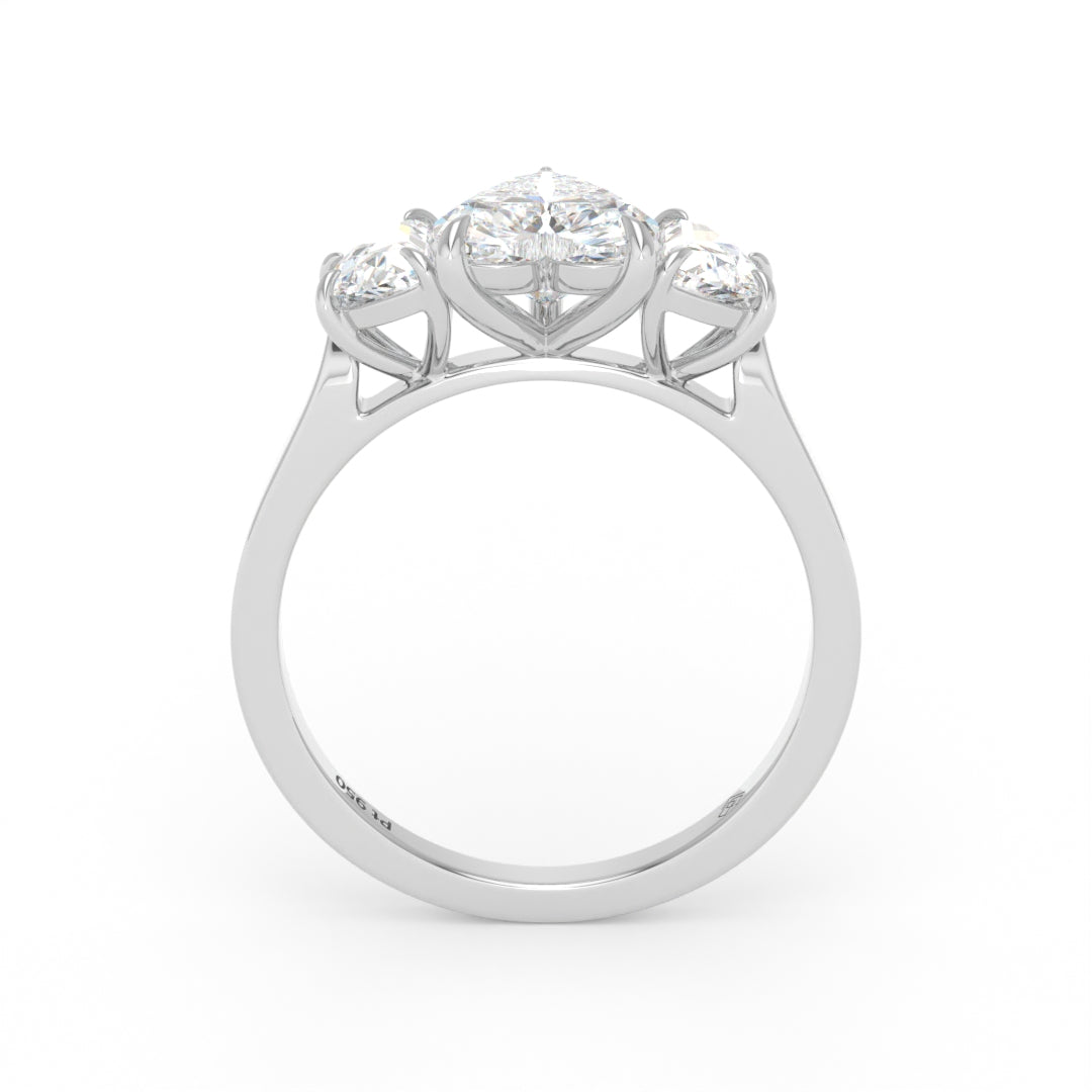 Kamala Heart Cut Diamond Engagement Ring with Half Moon Cut Side Diamonds