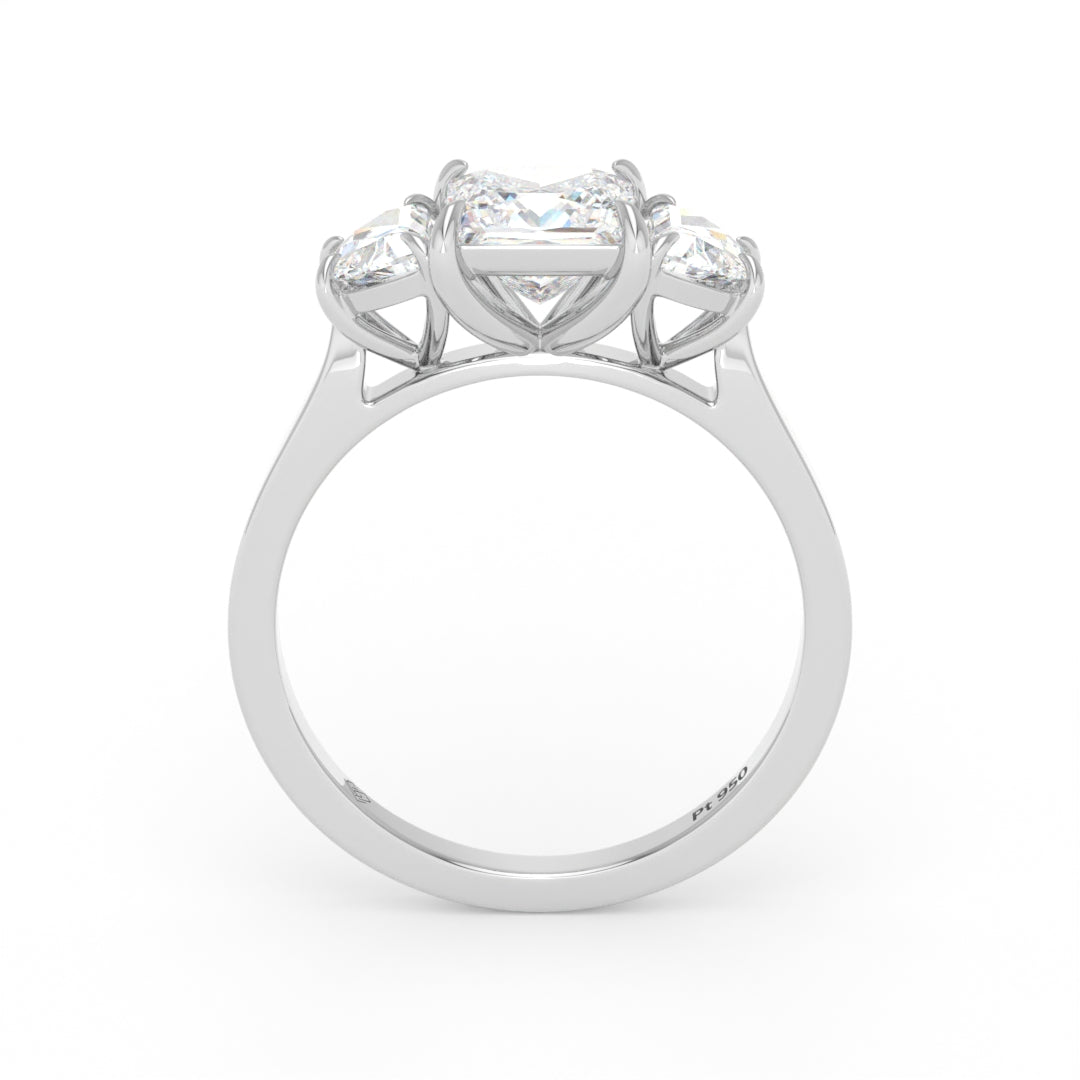 Kamala Princess Cut Diamond Engagement Ring with Half Moon Sides