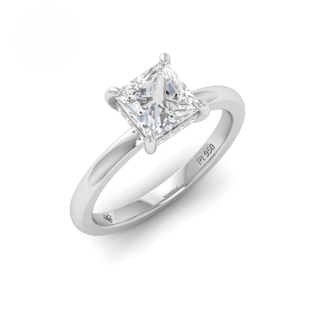 Léa Princess Cut Diamond With Hidden Halo Engagement Ring