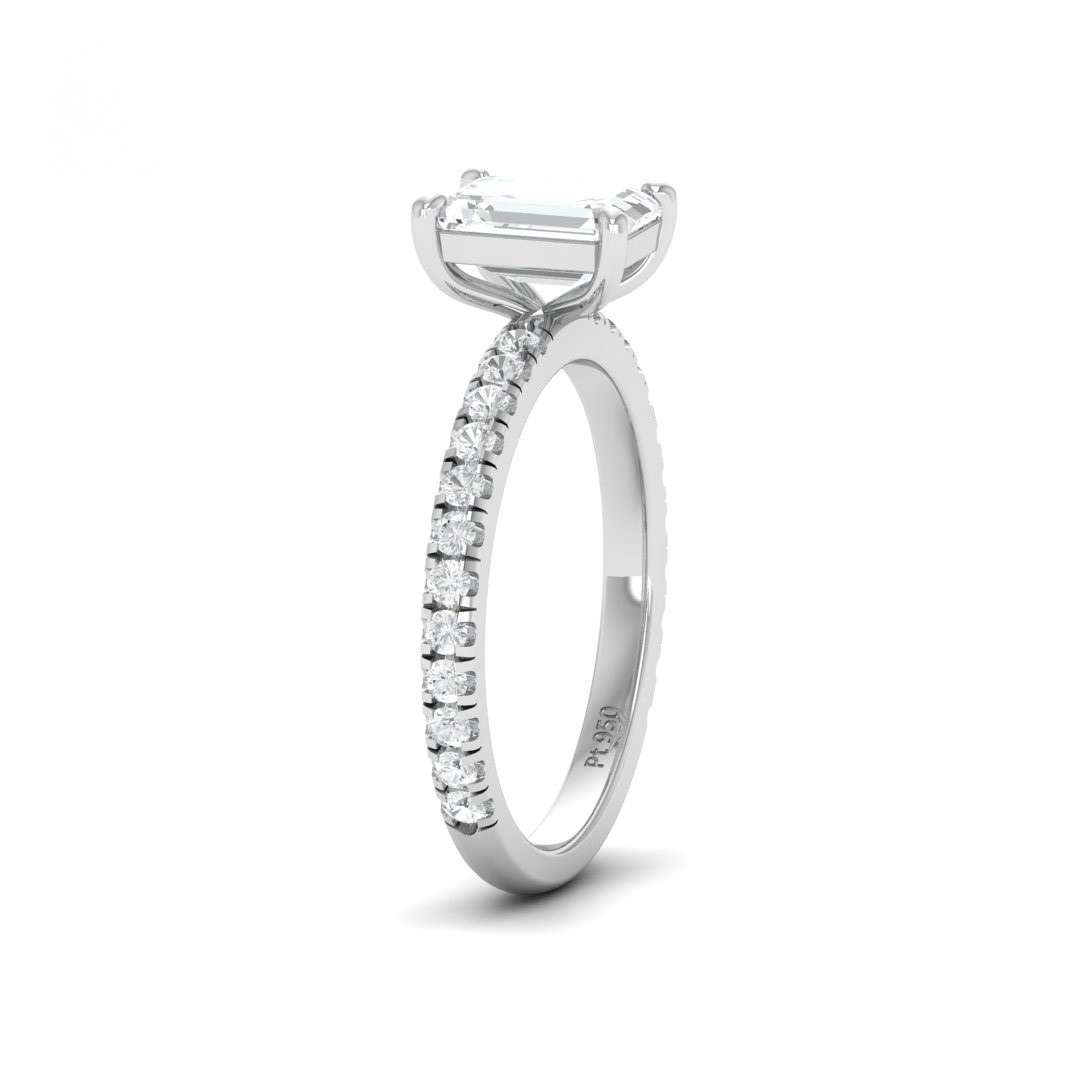 Abigail Emerald With Diamond Band Engagement Ring