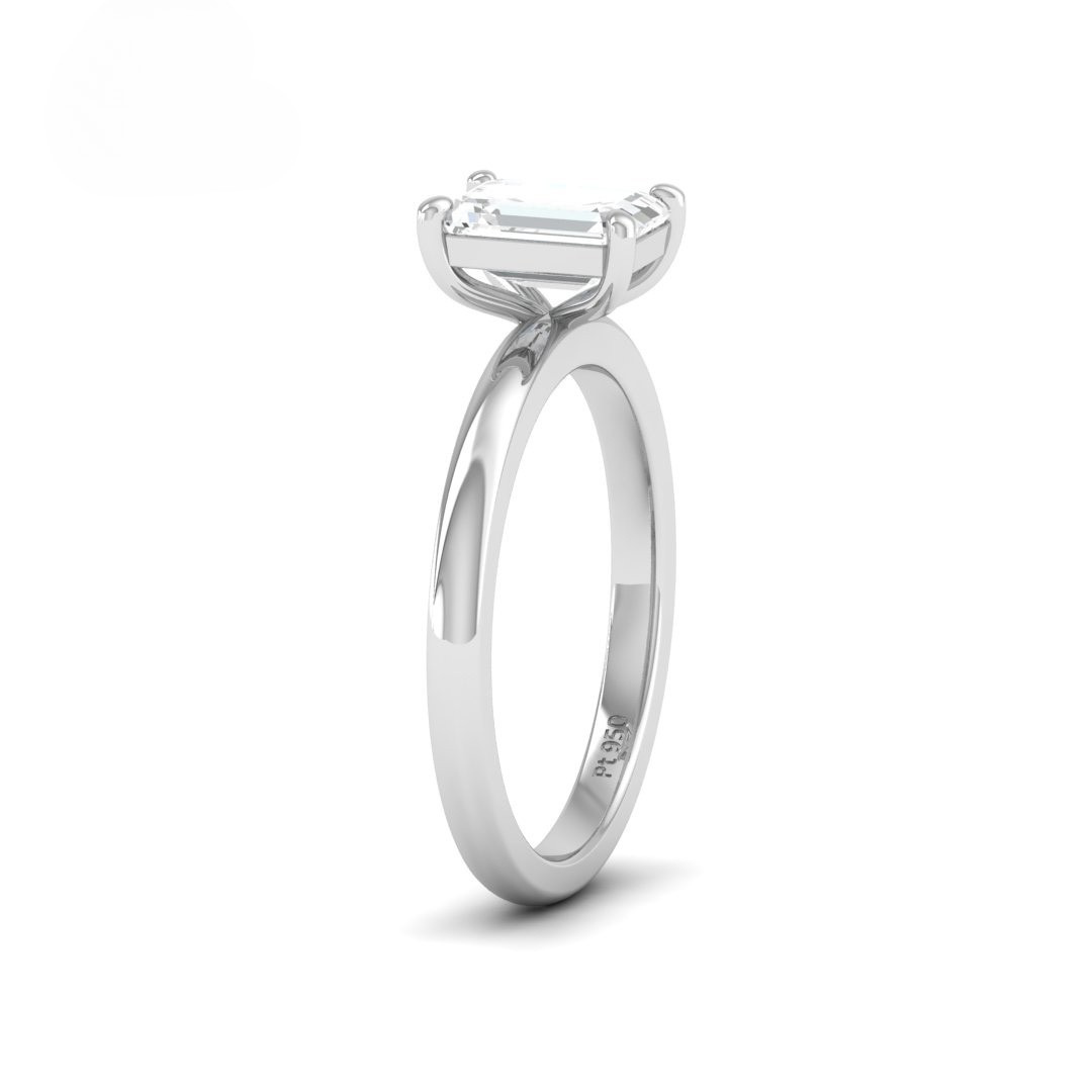 Noémie Solitaire Emerald Cut With Diamond Engagement Ring