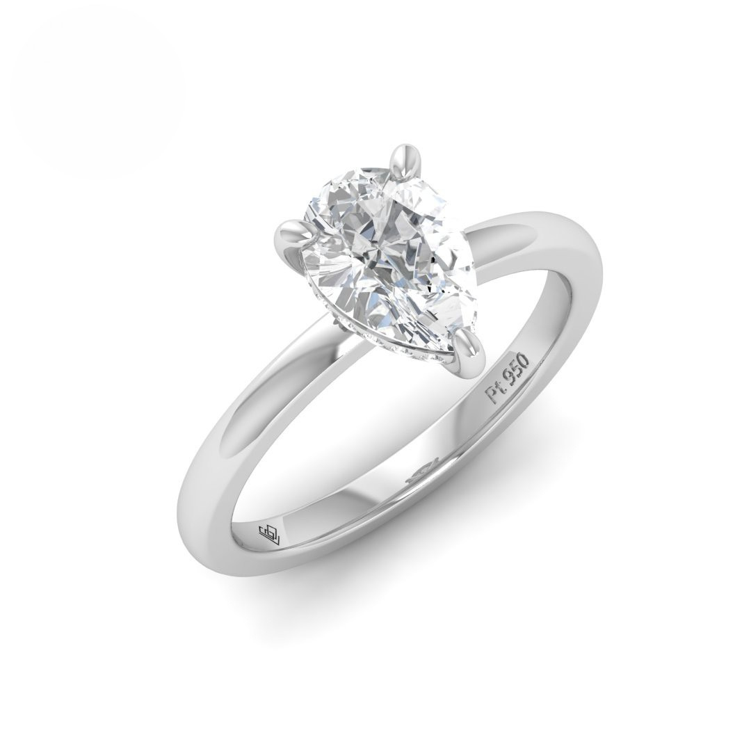 Léa Pear Cut Diamond With Hidden Halo Engagement Ring