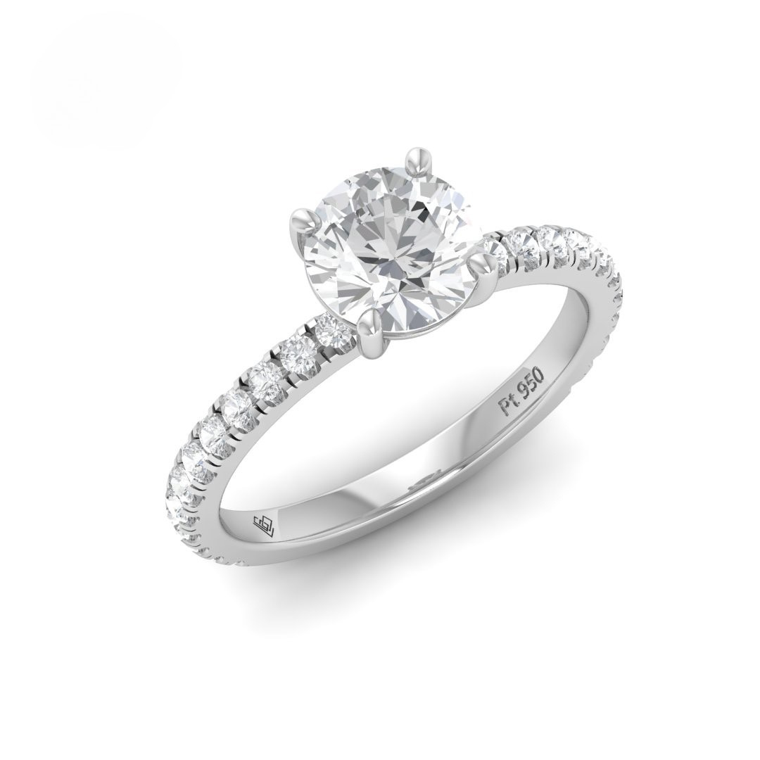 Abigail Round With Diamond Band Engagement Ring