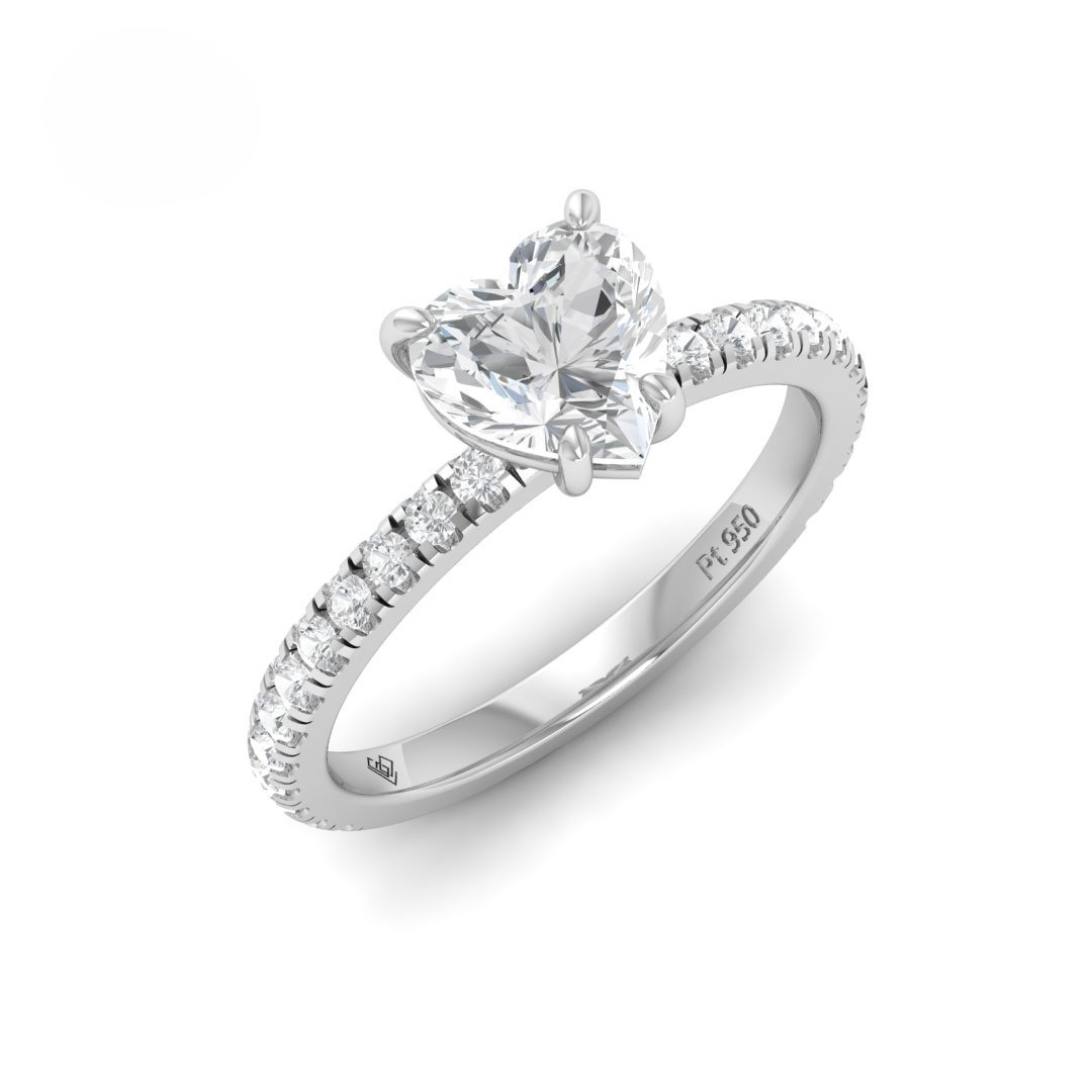 Abigail Heart With Diamond Band Engagement Ring