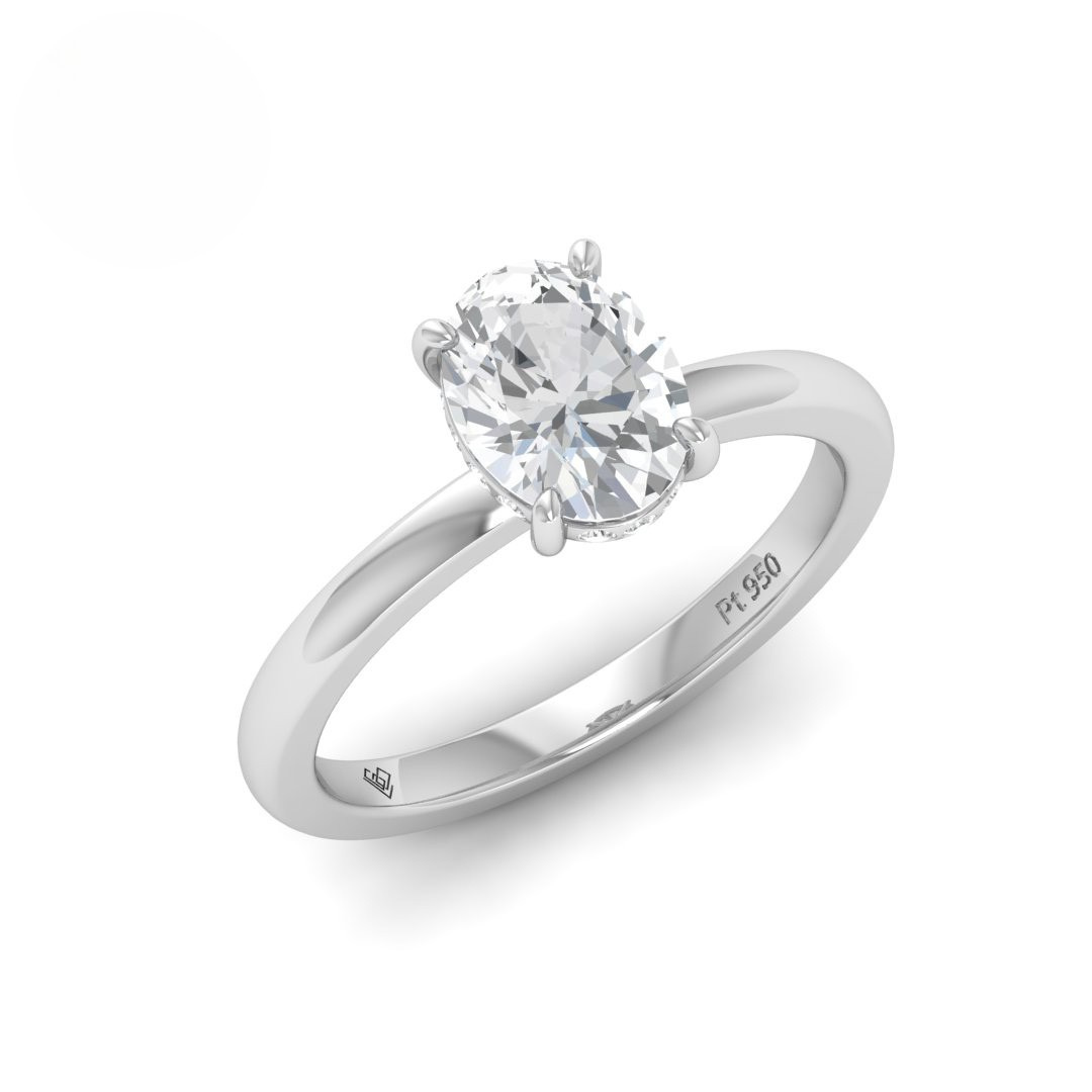 Léa Oval Cut Diamond With Hidden Halo Engagement Ring