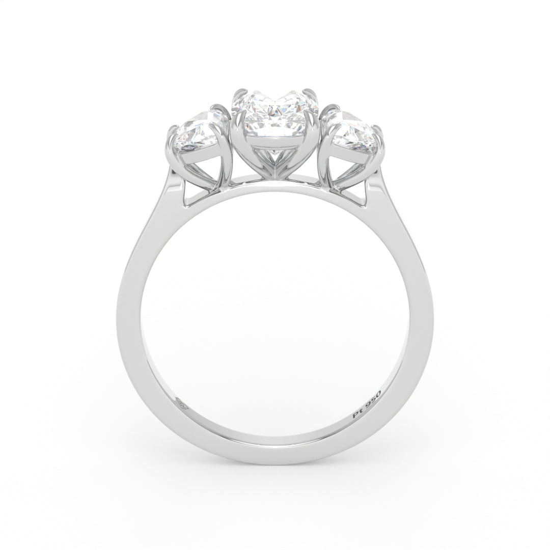 Kamala Cushion Cut Diamond Engagement Ring with Half Moon Cut Side Diamonds