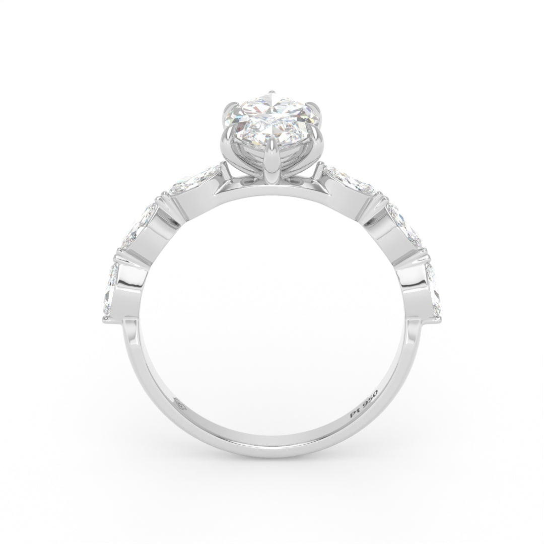Kasandra Marquise Cut Diamond Engagement Ring With A Marquise Cut Diamond Band