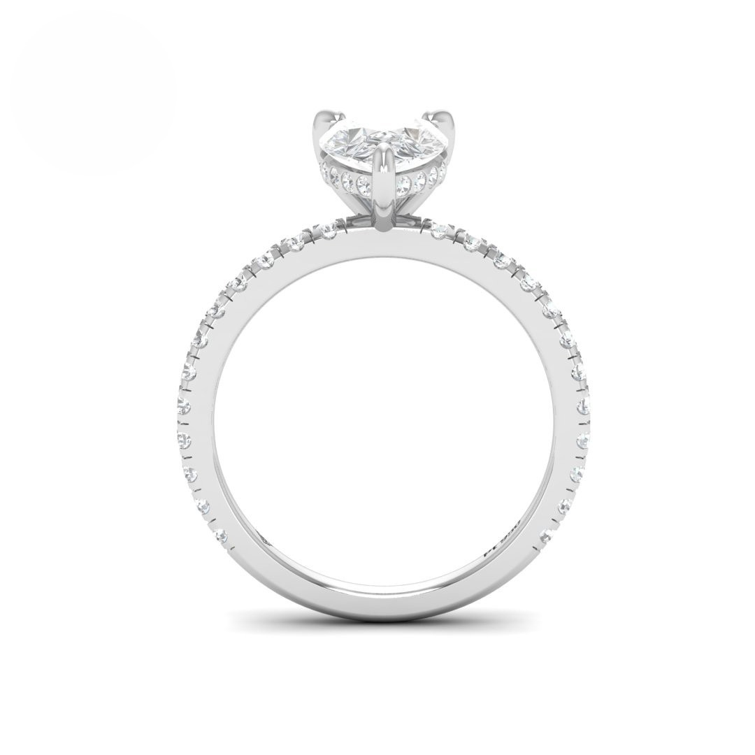 Chloé Pear Cut Diamond Engagement Ring with Diamond Hidden Halo and Diamond Band