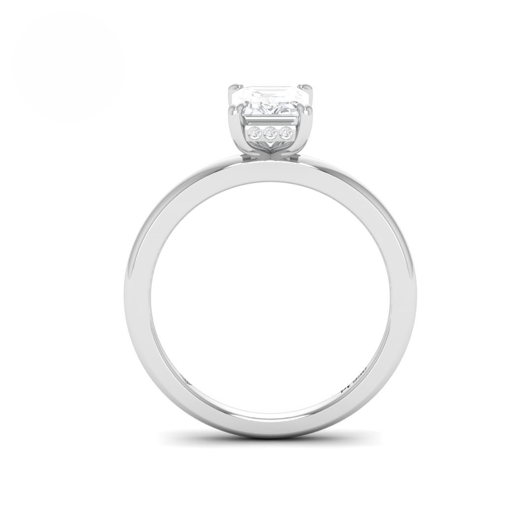 Léa Emerald Cut Diamond With Hidden Halo Engagement Ring